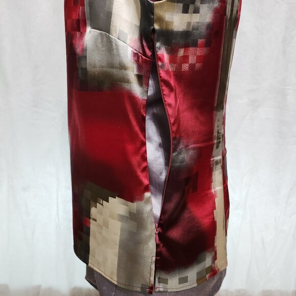 Geomteric Print Sleeveless Blouse with Side Zipper - Picture 6 of 8